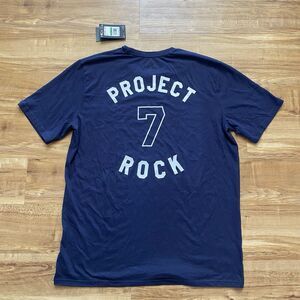 NWT Under Armour Men's L Navy Blue Project Rock 7 Loose Fit Short Sleeve T-Shirt